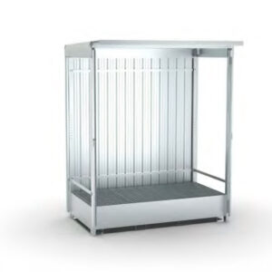 CONTAINER MODULARE 2-4 CISTERNE/ 8-12 FUSTI DA 200LT / 2-4 POSTI PALLET CON VASCA 1350L